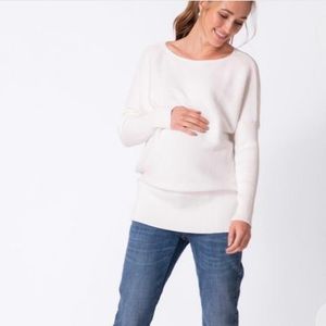 Seraphine Maternity White Ribbed Knit Sweater, size S